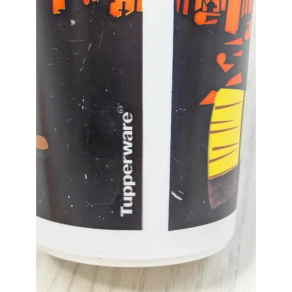 Tupperware 16 oz Halloween Witch Flip‎ Top Plastic Tumbler Cup orange purple